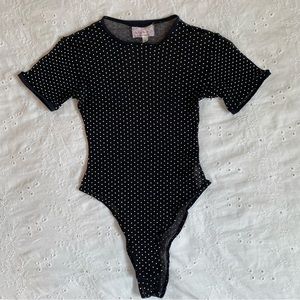Sheer polka dot bodysuit